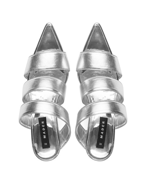 Triple Straps Heels - Silver