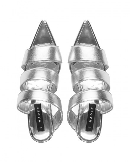 Triple Straps Heels - Silver
